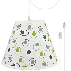 # 72199-21 One-Light Plug-In Swag Pendant Light Conversion Kit with Transitional Hardback Empire Fabric Lamp Shade, Off White, 12" width