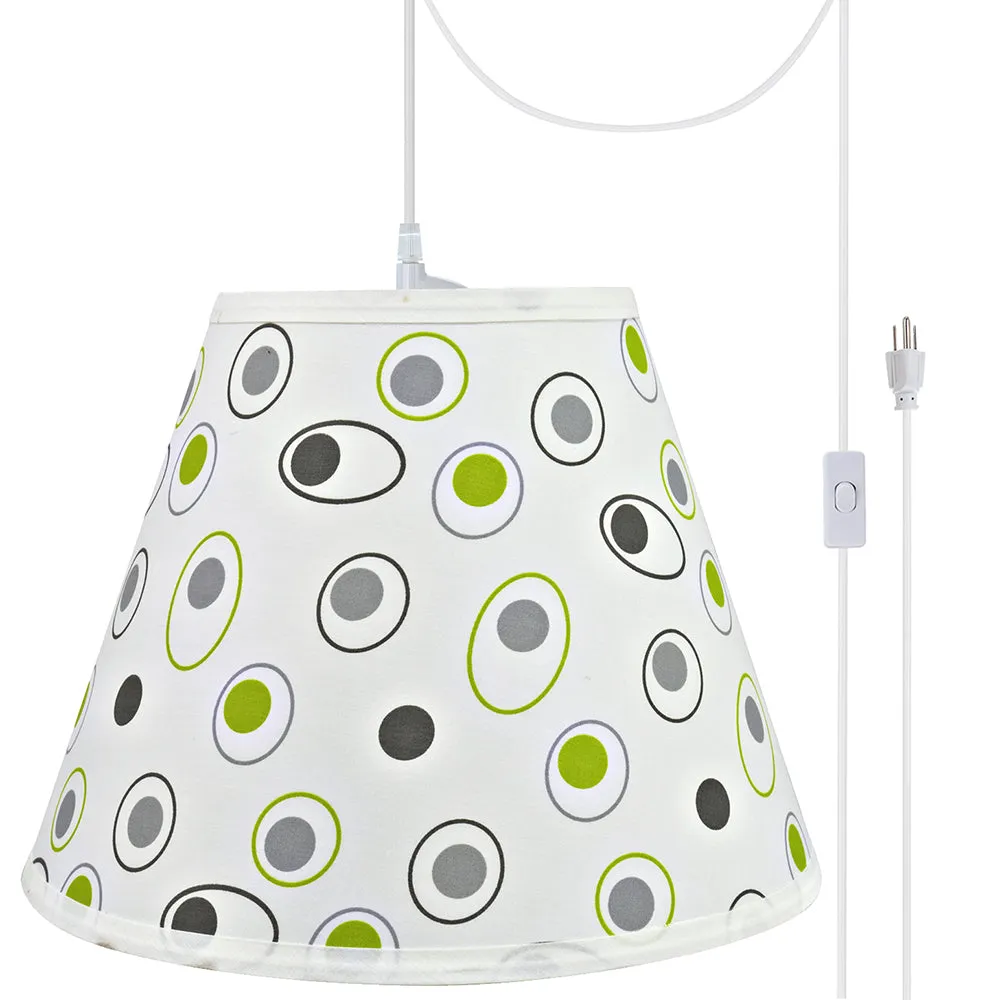 # 72199-21 One-Light Plug-In Swag Pendant Light Conversion Kit with Transitional Hardback Empire Fabric Lamp Shade, Off White, 12" width