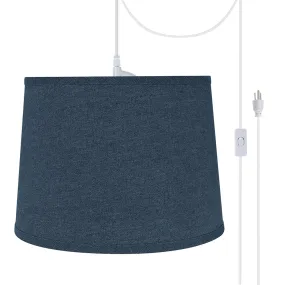 # 72306-21 One-Light Plug-In Swag Pendant Light Conversion Kit with Transitional Hardback Empire Fabric Lamp Shade, Washing Blue, 14" width