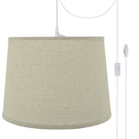# 72316-21 One-Light Plug-In Swag Pendant Light Conversion Kit with Transitional Hardback Empire Fabric Lamp Shade, Light Grey, 14" width