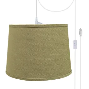 # 72318-21 One-Light Plug-In Swag Pendant Light Conversion Kit with Transitional Hardback Empire Fabric Lamp Shade, Yellowish Brown, 14" width