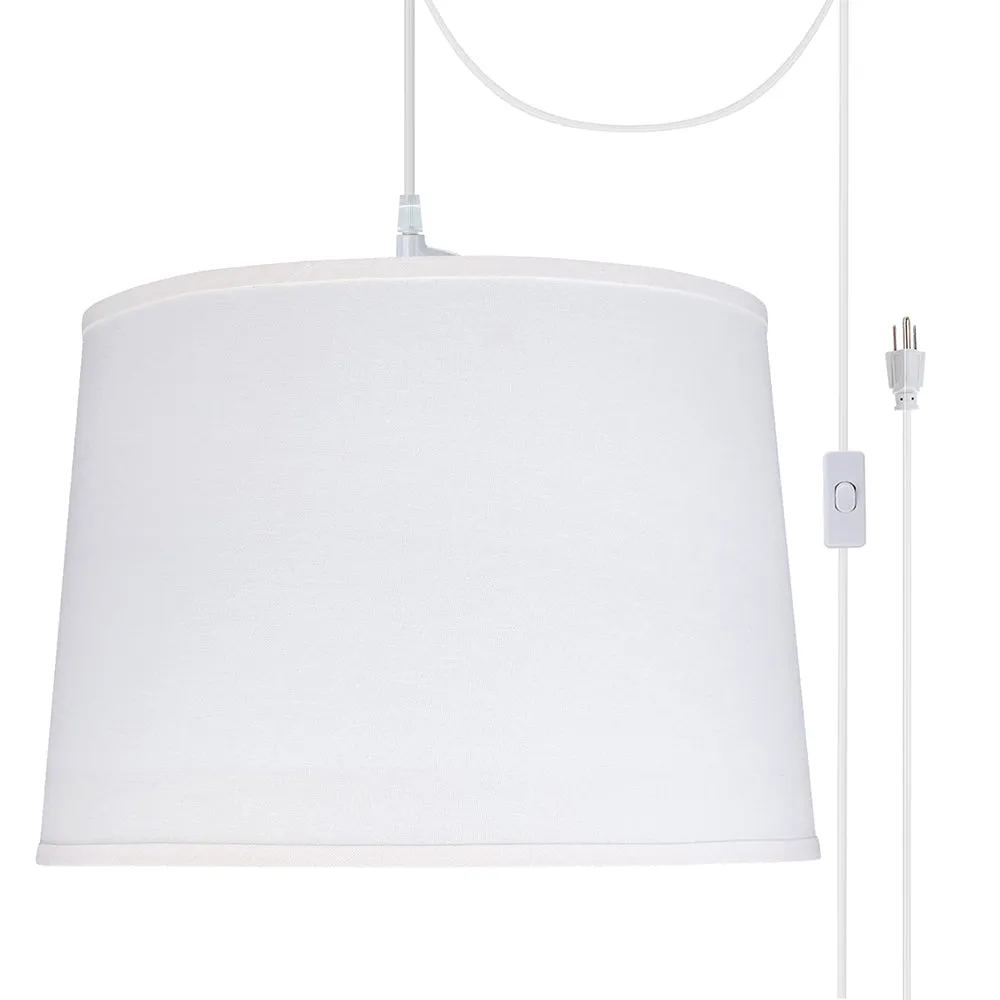 # 72326-21 Two-Light Plug-In Swag Pendant Light Conversion Kit with Transitional Hardback Empire Fabric Lamp Shade, White, 16" width