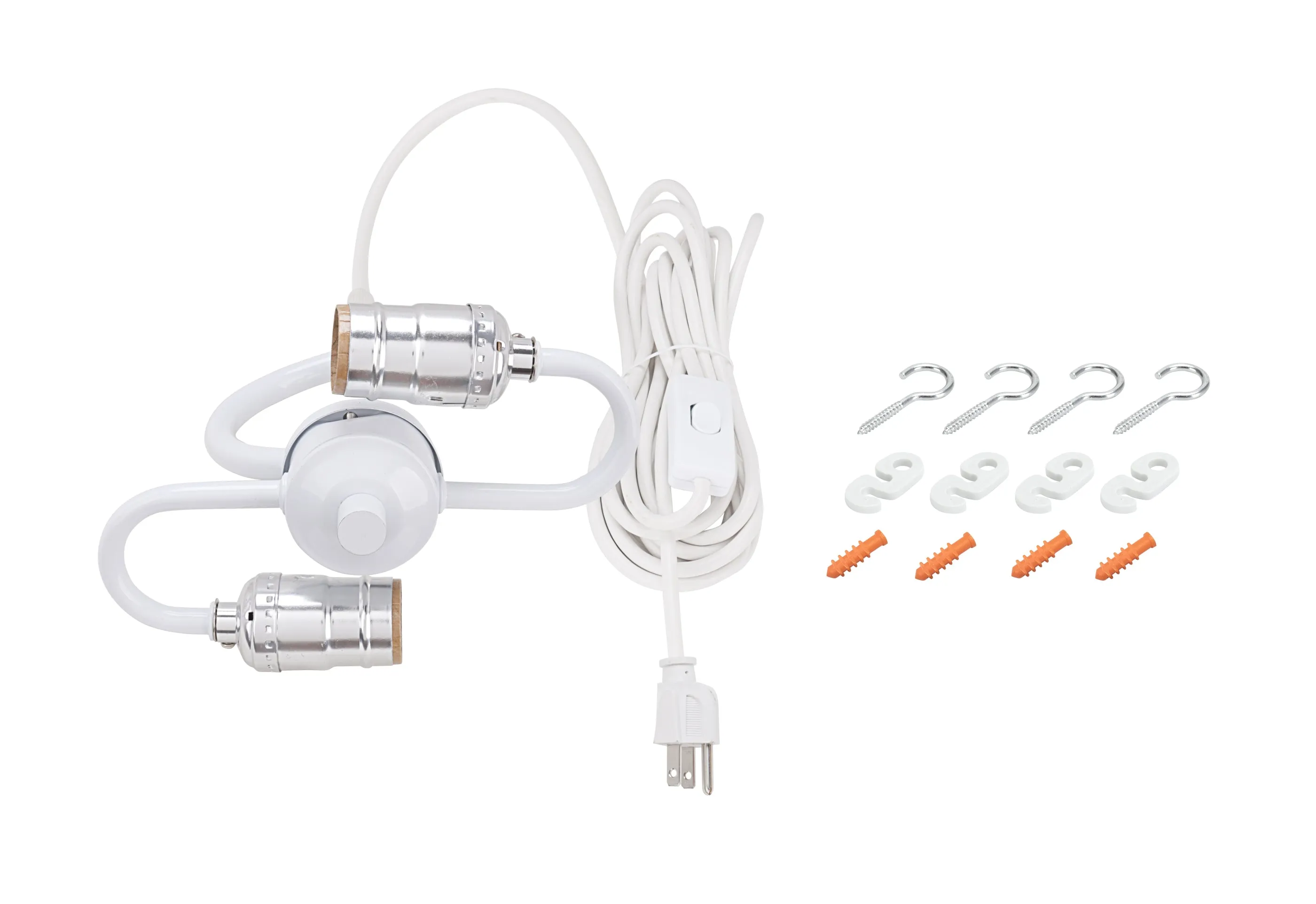 # 72591-21 Two-Light Plug-In Swag Pendant Light Conversion Kit with Transitional Hardback Empire Fabric Lamp Shade, Off White, 23" width