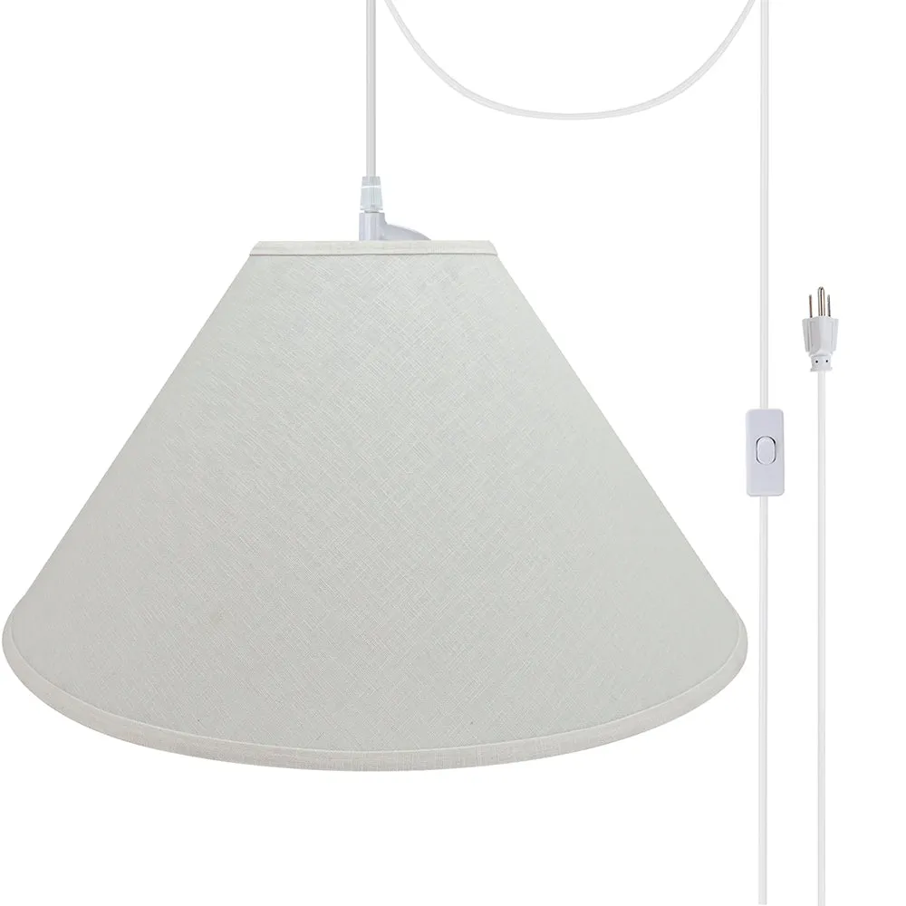 # 72591-21 Two-Light Plug-In Swag Pendant Light Conversion Kit with Transitional Hardback Empire Fabric Lamp Shade, Off White, 23" width
