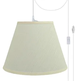 # 72623-21 One-Light Plug-In Swag Pendant Light Conversion Kit with Transitional Hardback Empire Fabric Lamp Shade, Eggshell, 12" width