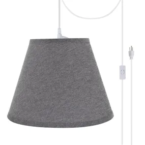 # 72625-21 One-Light Plug-In Swag Pendant Light Conversion Kit with Transitional Hardback Empire Fabric Lamp Shade, Grey, 12" width