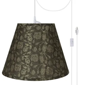 # 72626-21 One-Light Plug-In Swag Pendant Light Conversion Kit with Transitional Hardback Empire Fabric Lamp Shade, Light Brown, 12" width