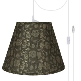 # 72686-21 One-Light Plug-In Swag Pendant Light Conversion Kit with Transitional Hardback Empire Fabric Lamp Shade, Light Brown, 13" width
