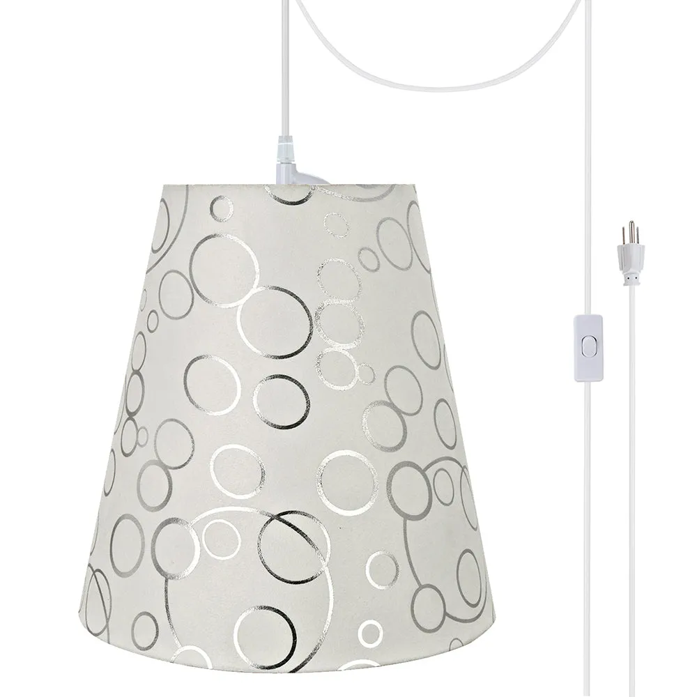 # 72891-21 One-Light Plug-In Swag Pendant Light Conversion Kit with Transitional Hardback Empire Fabric Lamp Shade, White, 12" width