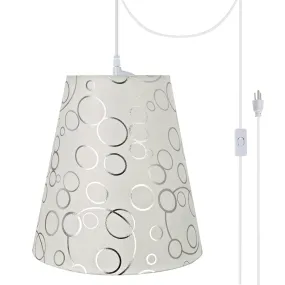 # 72891-21 One-Light Plug-In Swag Pendant Light Conversion Kit with Transitional Hardback Empire Fabric Lamp Shade, White, 12" width