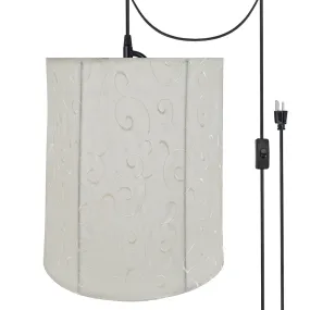 # 75035-21 One-Light Plug-In Swag Pendant Light Conversion Kit with Transitional Empire Fabric Lamp Shade, Beige, 14" width