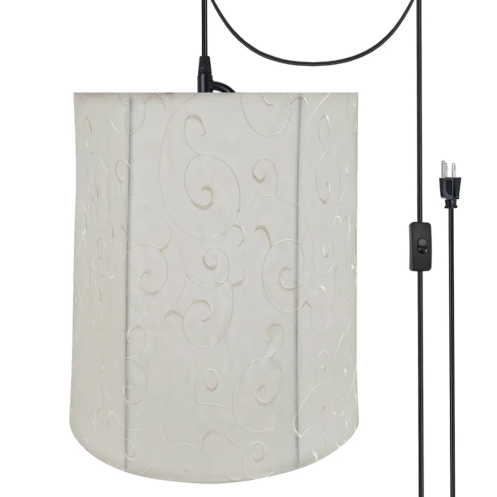 # 75035-21 One-Light Plug-In Swag Pendant Light Conversion Kit with Transitional Empire Fabric Lamp Shade, Beige, 14" width