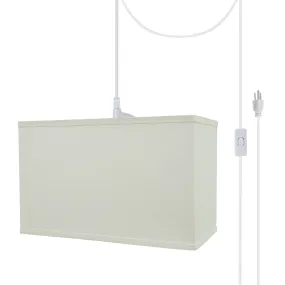 # 76005-21 One-Light Plug-In Swag Pendant Light Conversion Kit with Transitional Hardback Rectangle Fabric Lamp Shade, White, 16" width