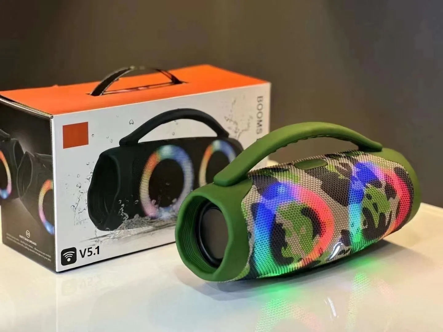 100W high power bluetooth speaker portable RGB colorful light waterproof wireless subwoofer 360 stereo surround TWS FM boombox