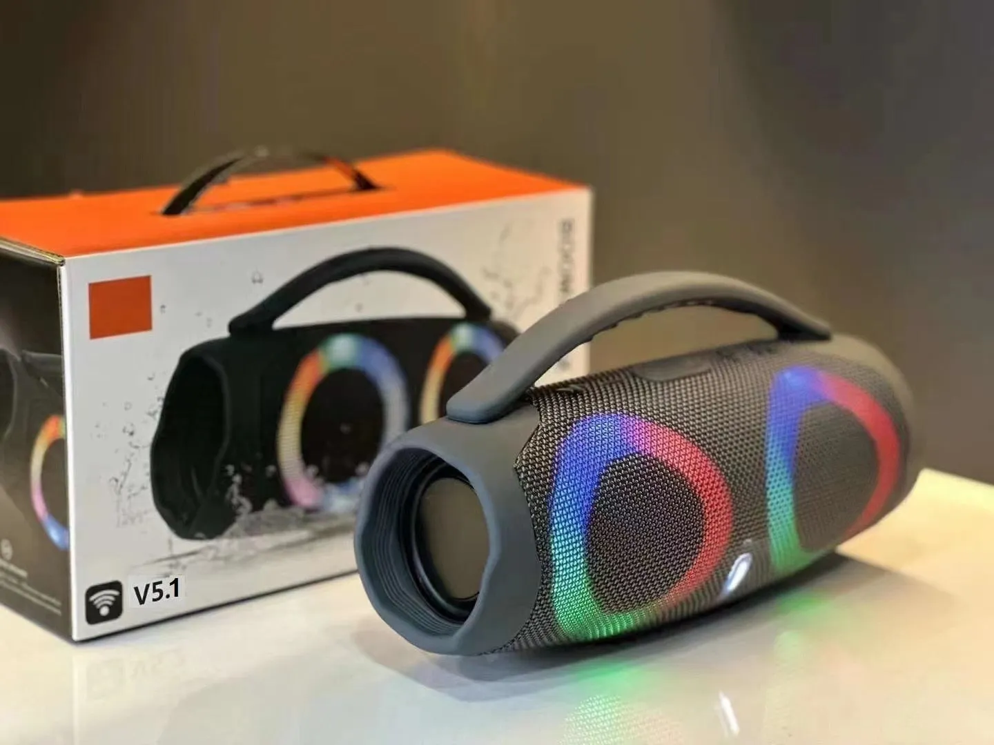 100W high power bluetooth speaker portable RGB colorful light waterproof wireless subwoofer 360 stereo surround TWS FM boombox
