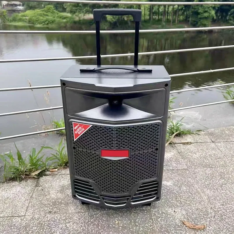 150W Powerful Outdoor Trolley Bluetooth Speakers Karaoke Wooden Wireless High Quality Subwoofer With Microphone Remote Control