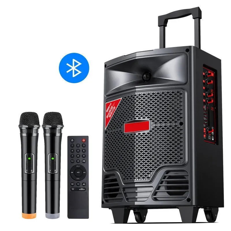 150W Powerful Outdoor Trolley Bluetooth Speakers Karaoke Wooden Wireless High Quality Subwoofer With Microphone Remote Control