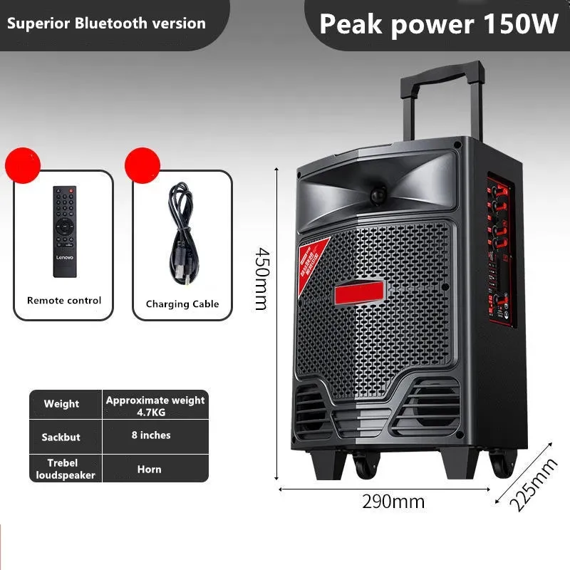 150W Powerful Outdoor Trolley Bluetooth Speakers Karaoke Wooden Wireless High Quality Subwoofer With Microphone Remote Control
