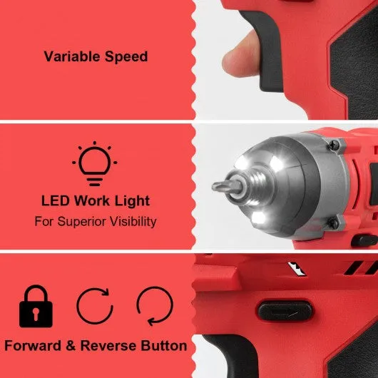 18V Cordless Driver Impact Tool Kit with LED Light
