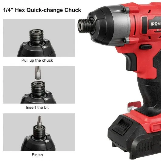 18V Cordless Driver Impact Tool Kit with LED Light