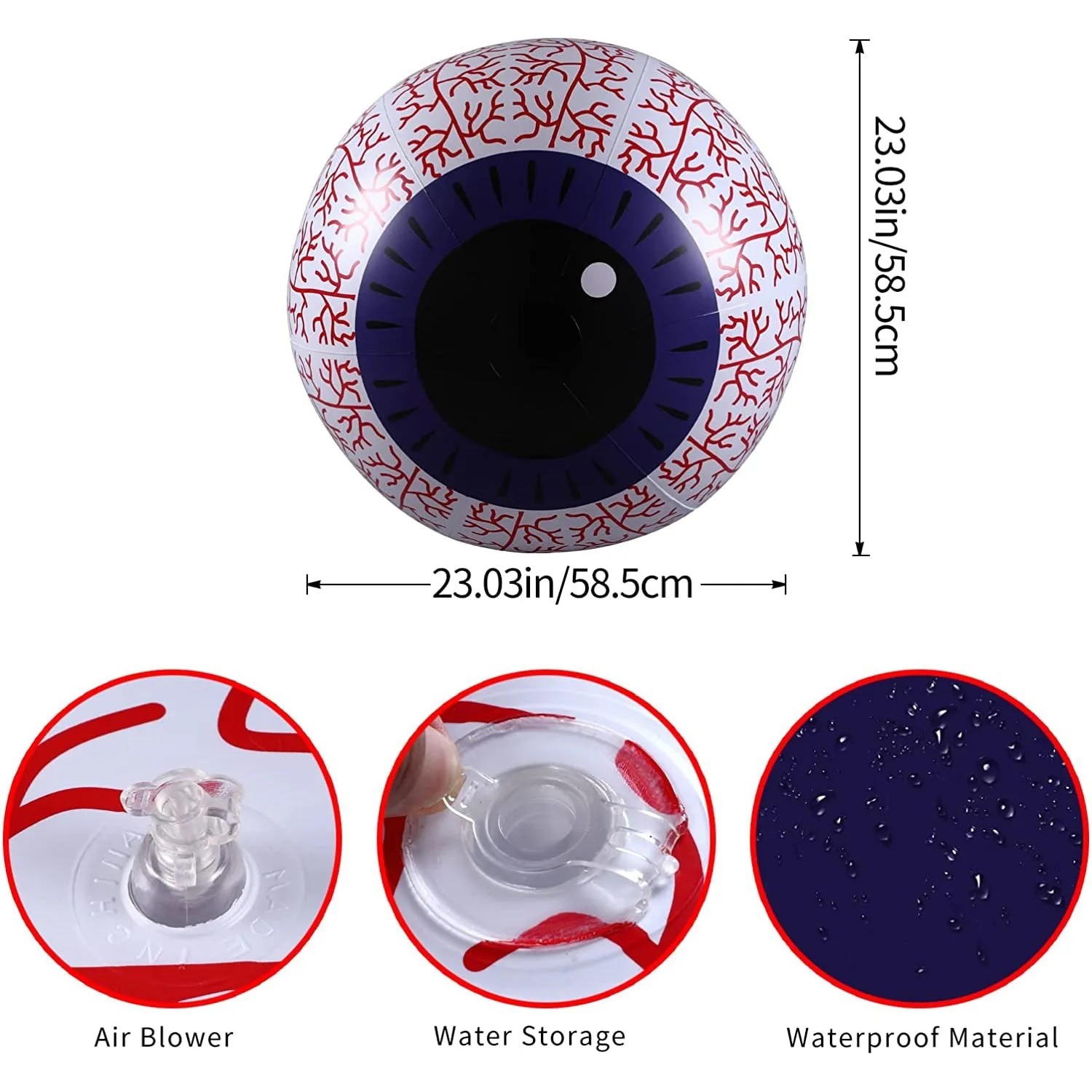 24-Inch Halloween Inflatable Ghost Eyeball Decor