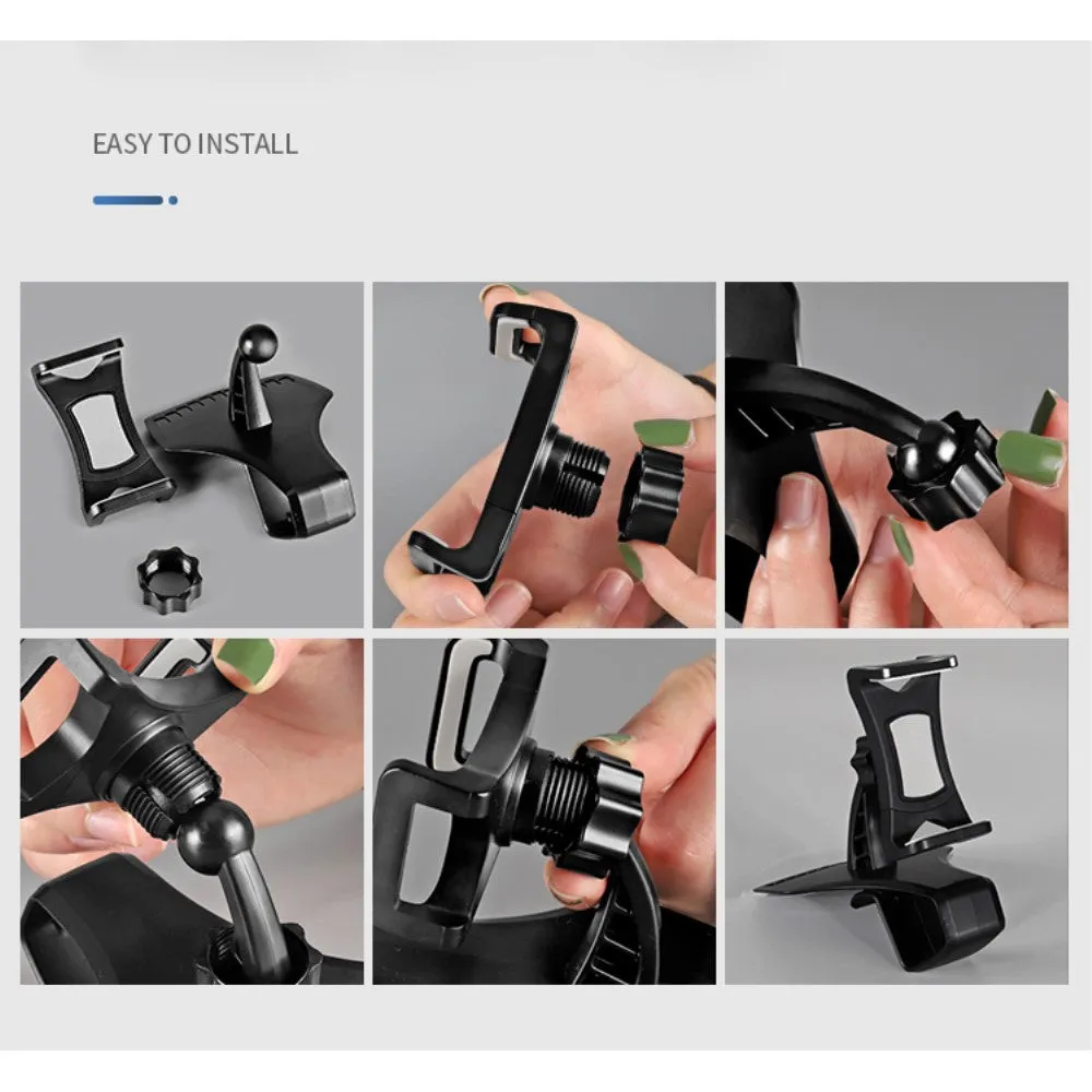 3 in 1 Car GPS Smartphone Holder: Dashboard / Visor Clamp   AC Grid Clip for Auro Compact 6321 - Black