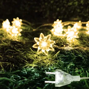 3394 14 LED Double Lotus Flower Fairy String Lights for Home Decoration 10 Feet for Home Decoration, Diwali & Wedding LED Christmas Light Indoor and Outdoor Light ,Festival Decoration (Color Box Warm White)