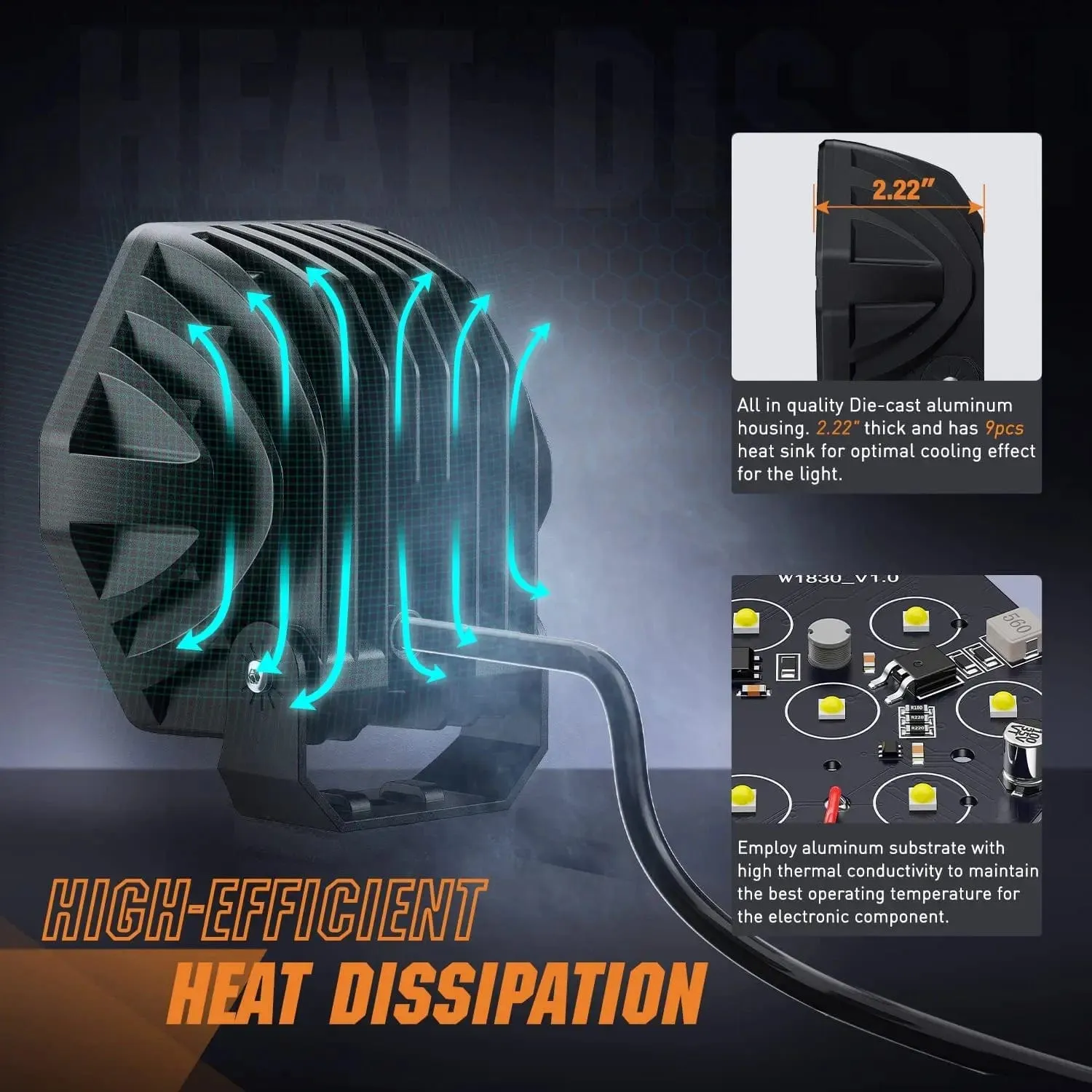4 Inch 30W 2600LM Hexagon DRL Spot LED Pods (Pair) | 16AWG DT Wire