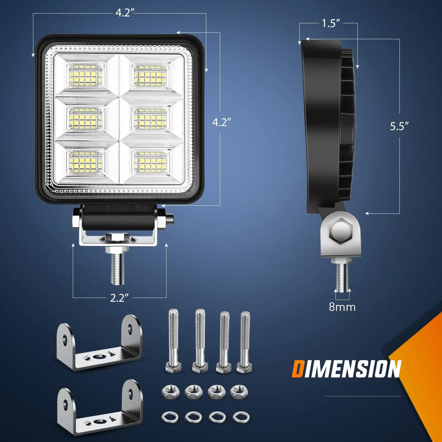 4 Inch 48LED Square Flood LED Pod Lights (Pair)