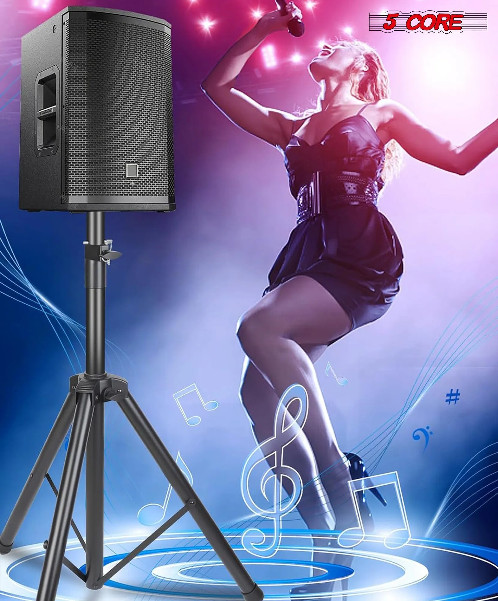 5 Core Speaker Stand Tripod Heavy Duty Adjustable Up to 72 Inch DJ