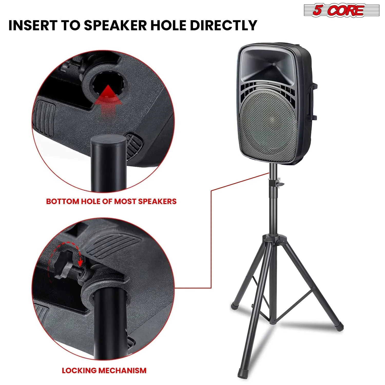 5 Core Speaker Stand Tripod Heavy Duty Adjustable Up to 72 Inch DJ