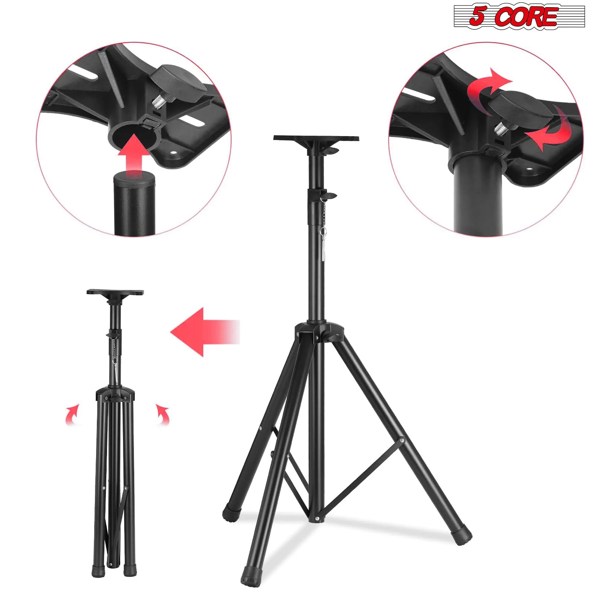 5 Core Speaker Stand Tripod Heavy Duty Adjustable Up to 72 Inch DJ