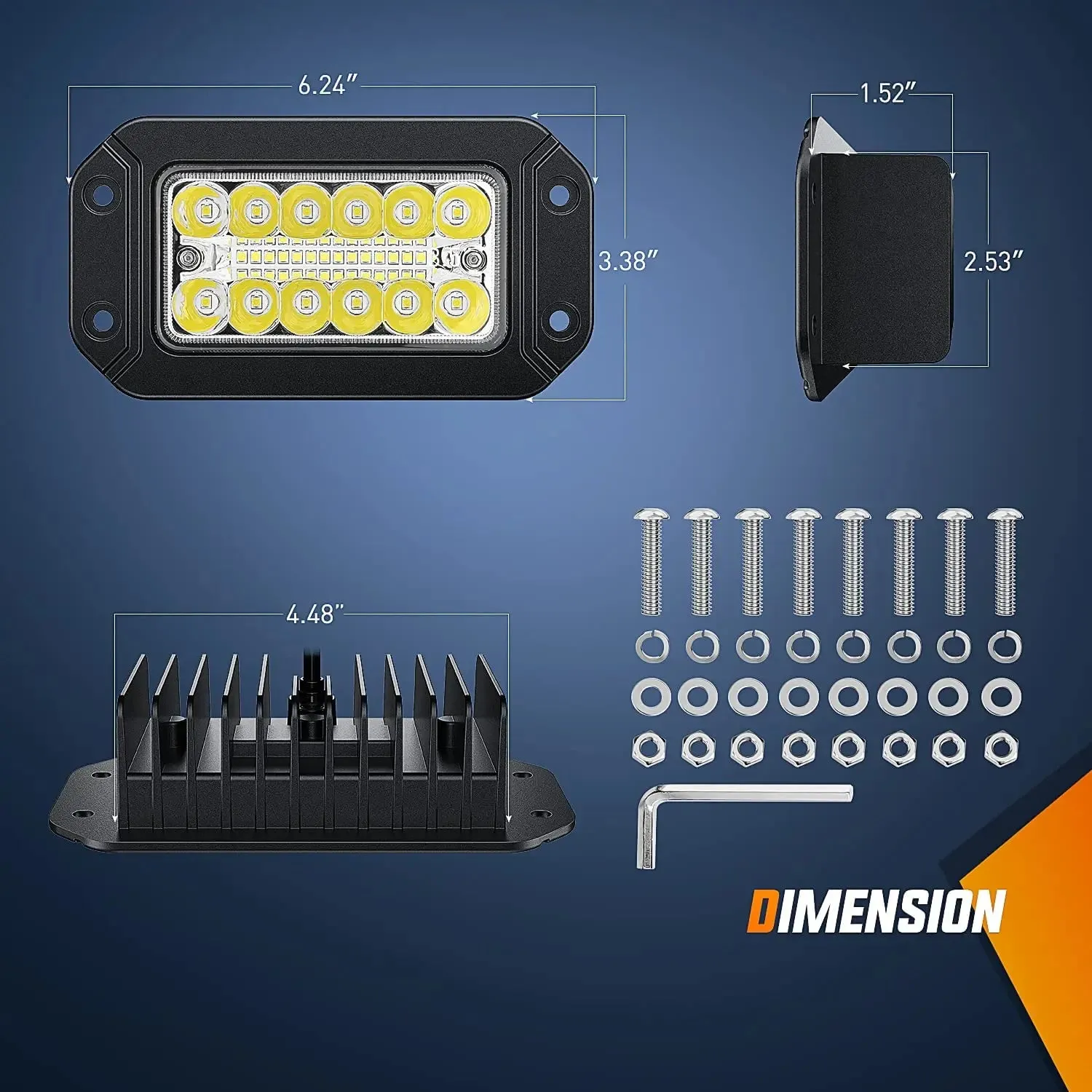 6 Inch 39W Upgraded Flush Mount Spot Flood LED Work Lights (Pair)