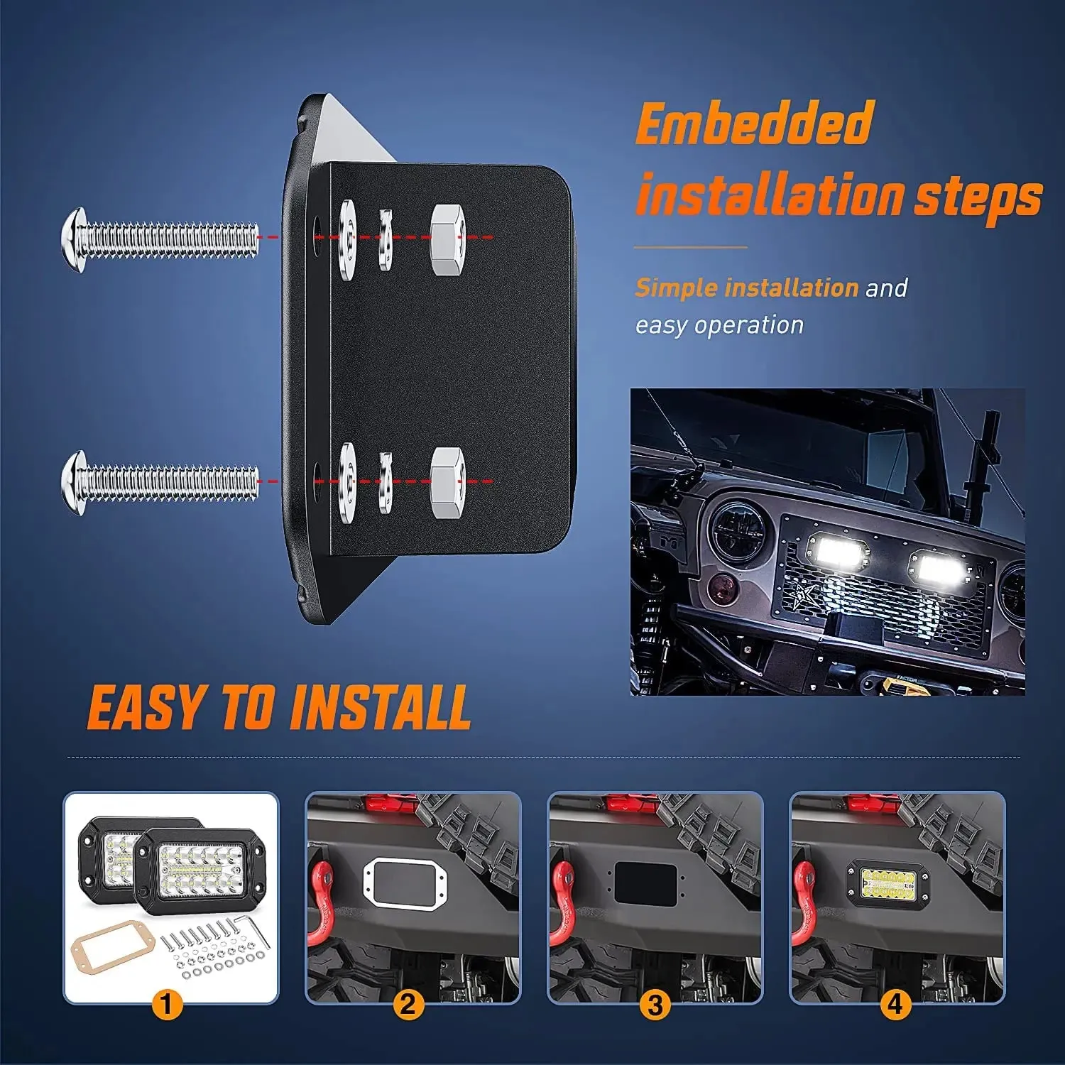 6 Inch 39W Upgraded Flush Mount Spot Flood LED Work Lights (Pair)