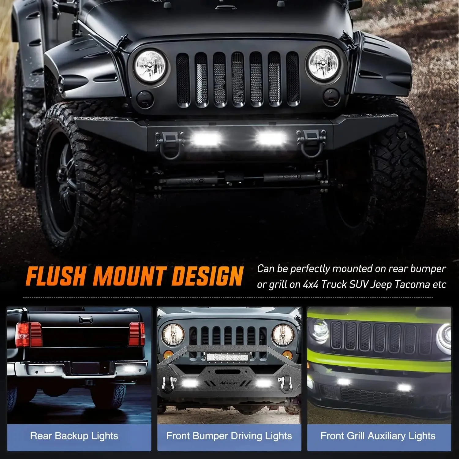 6 Inch 39W Upgraded Flush Mount Spot Flood LED Work Lights (Pair)
