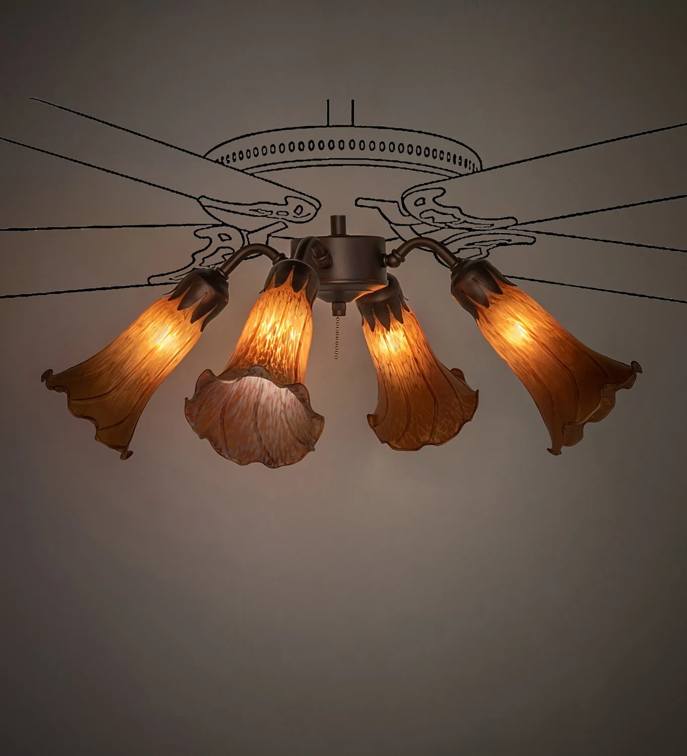 Amber Four Light Fan Light
