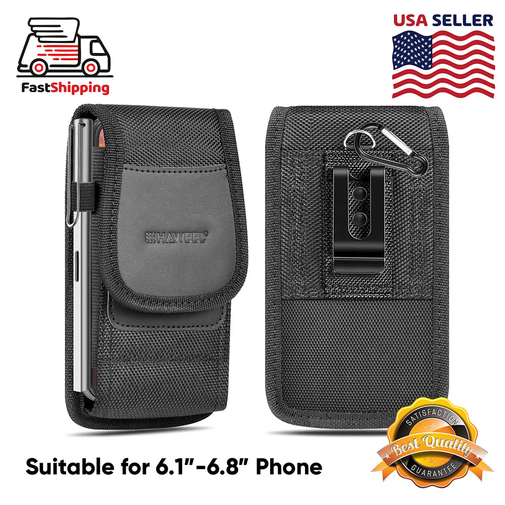 AMZER HAWEEL Series Nylon Vertical Carrying Pouch with Belt Clip and Card Slot