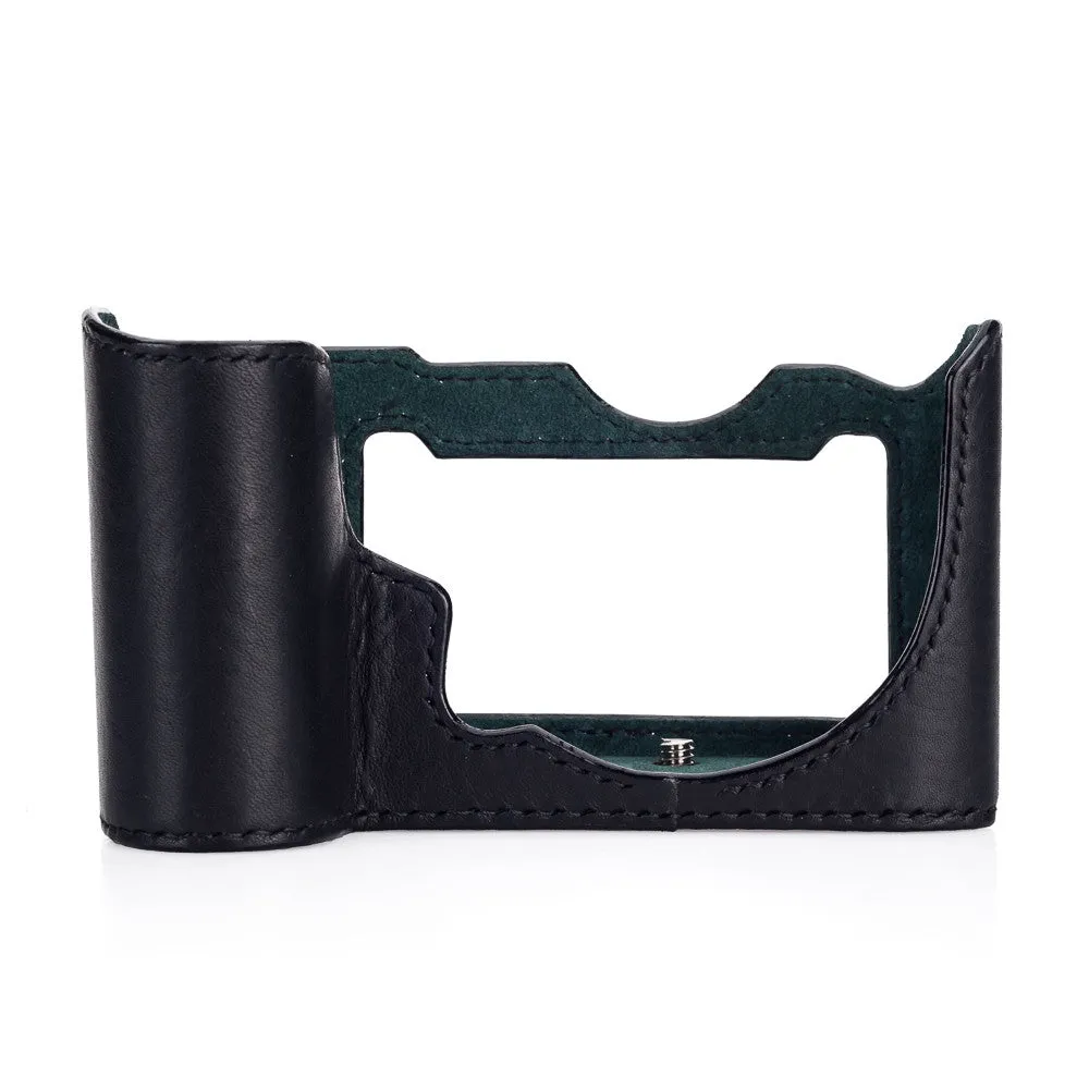 Arte di Mano Half Case for Leica SL (Typ 601) with Battery Access Door - Minerva Black with Black Stitching