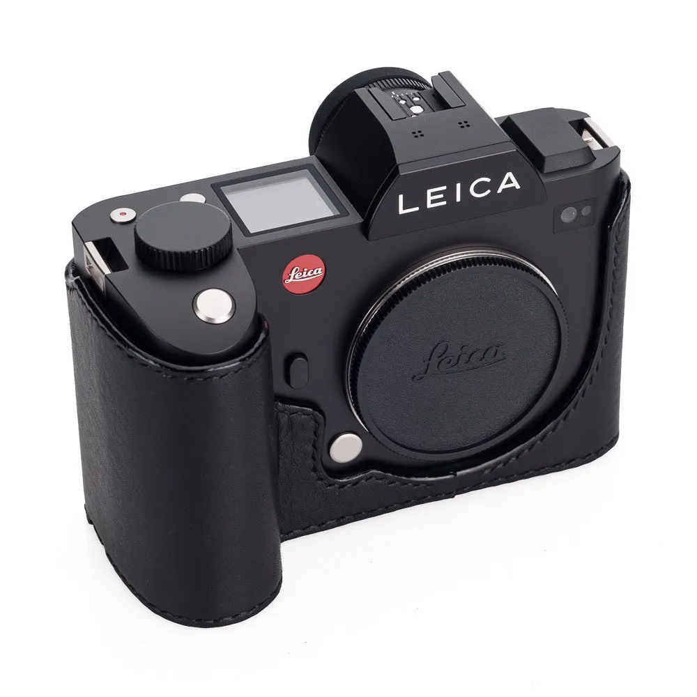 Arte di Mano Half Case for Leica SL (Typ 601) with Battery Access Door - Minerva Black with Black Stitching