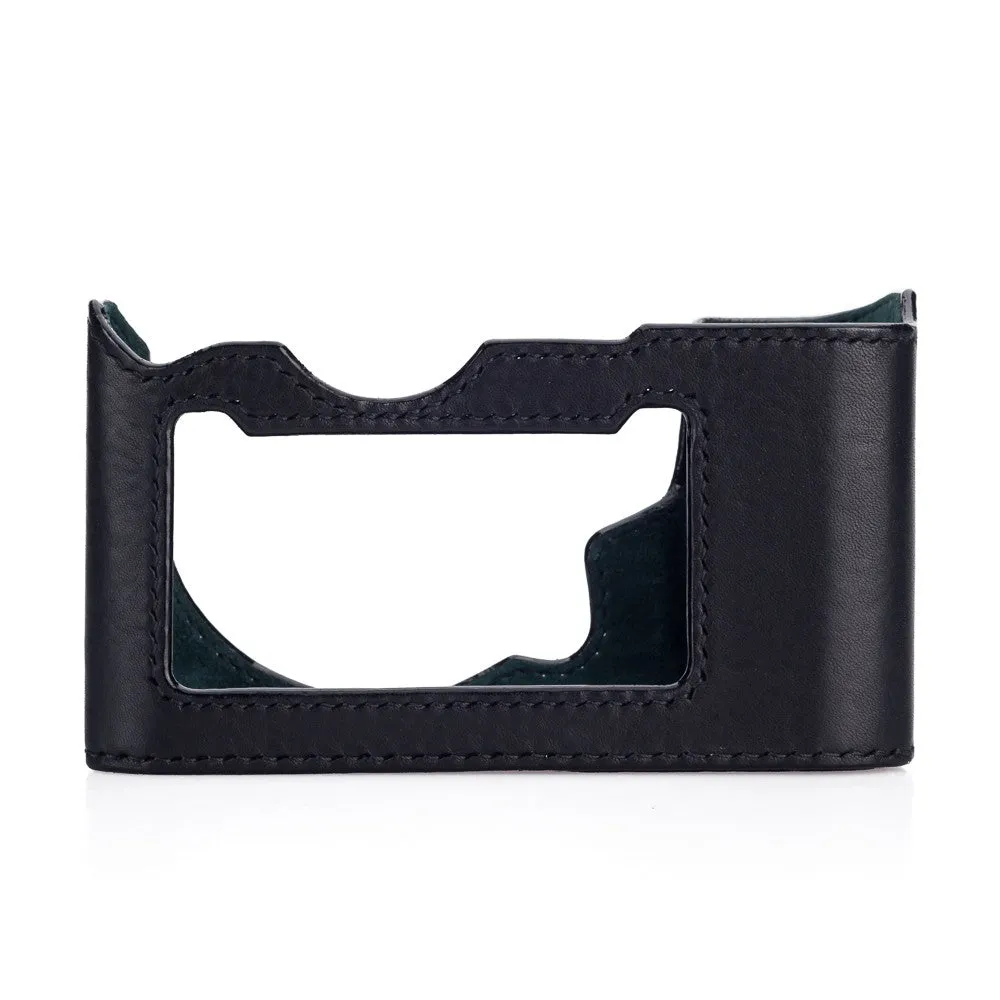 Arte di Mano Half Case for Leica SL (Typ 601) with Battery Access Door - Minerva Black with Black Stitching