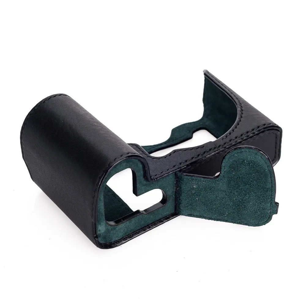 Arte di Mano Half Case for Leica SL (Typ 601) with Battery Access Door - Minerva Black with Black Stitching