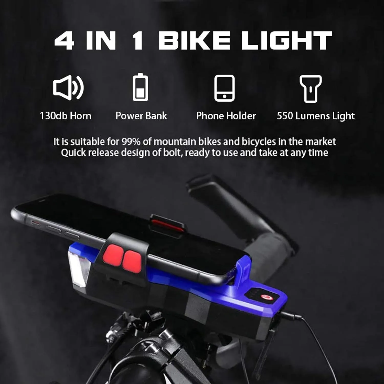 Bike Phone Holder Usb Charging Port With Led Light