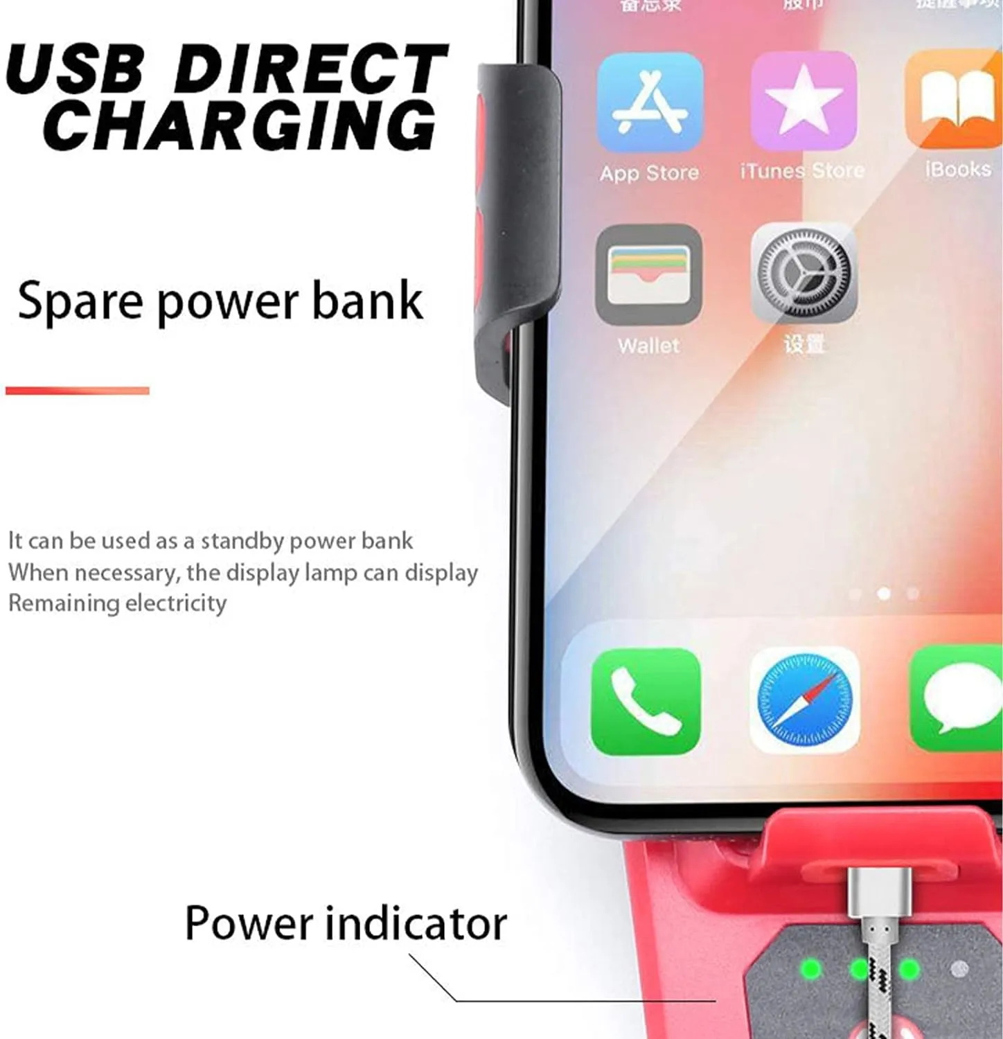 Bike Phone Holder Usb Charging Port With Led Light
