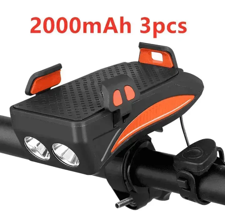 Bike Phone Holder w/ Charging, Bell, Power Bank & Lamp