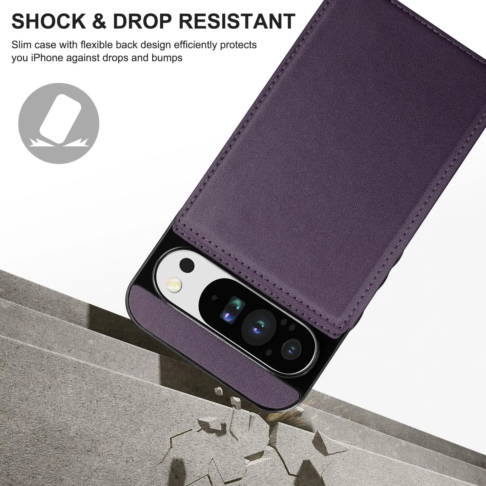 Bizzib for Google Pixel 9 Pro XL Case Leather Wallet with Card Holder, Flip Cover Kickstand Magnetic Closure Shockproof Heavy Duty Protective Case for Google Pixel 9 Pro XL,Deep Purple