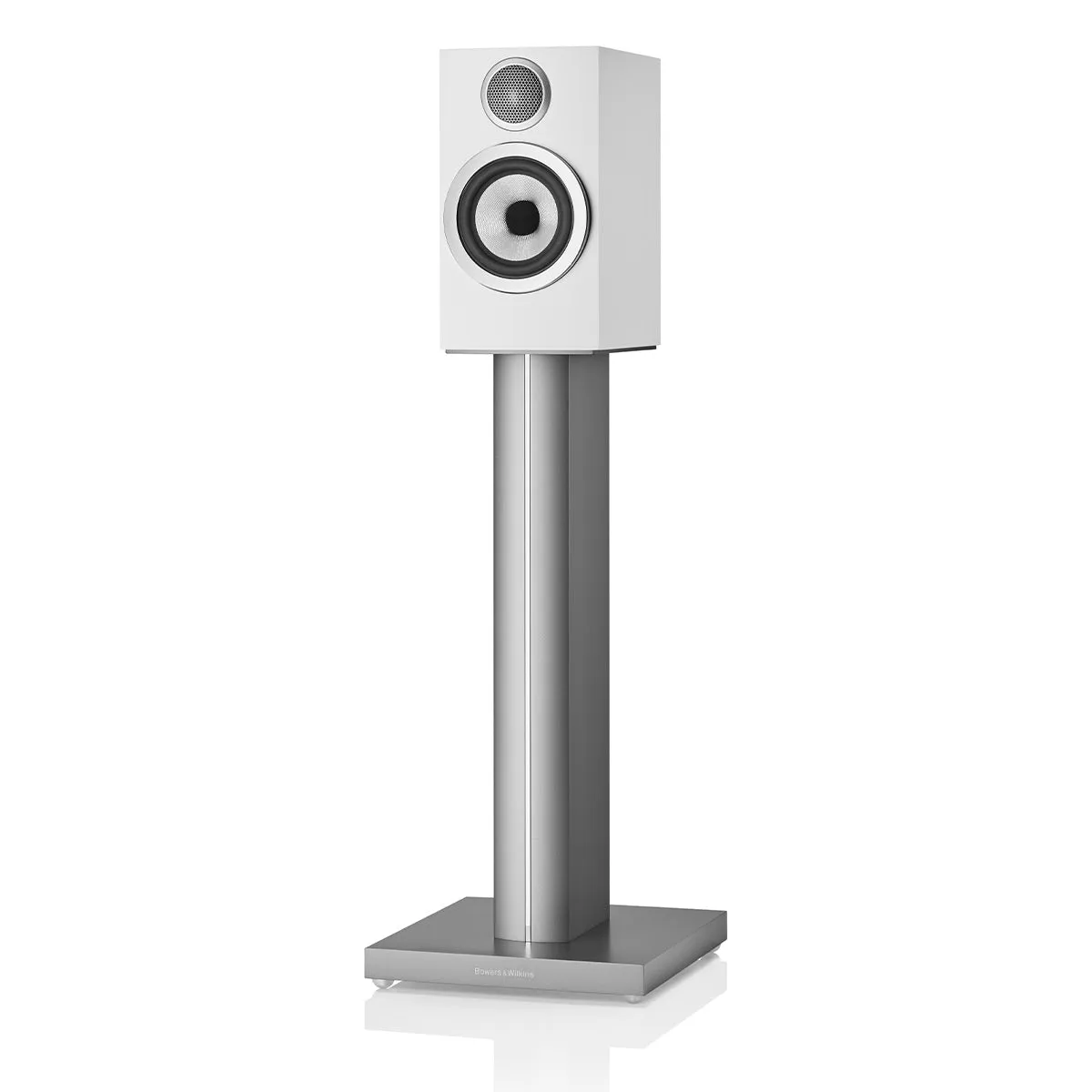 Bowers & Wilkins 707 S3 2-Way Bookshelf Speaker (Satin White) FS-700 Floor Stand (Silver) - Each