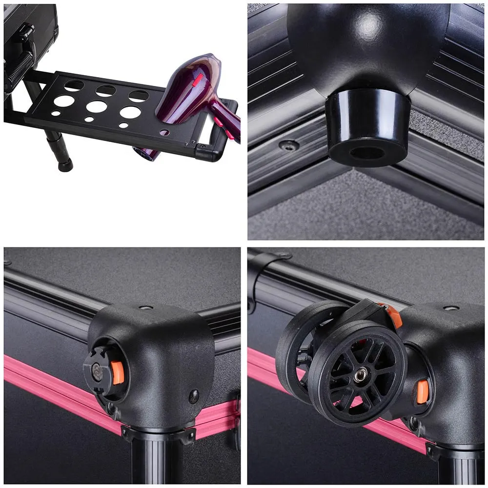 Byootique 4-wheel Pro Rolling Makeup Cosmetic Case w/ LED Light & Stand