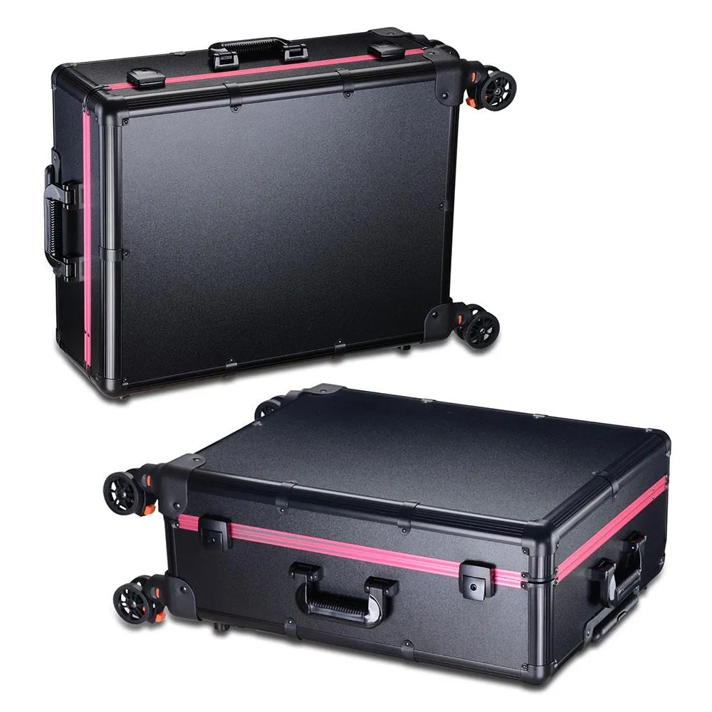 Byootique 4-wheel Pro Rolling Makeup Cosmetic Case w/ LED Light & Stand