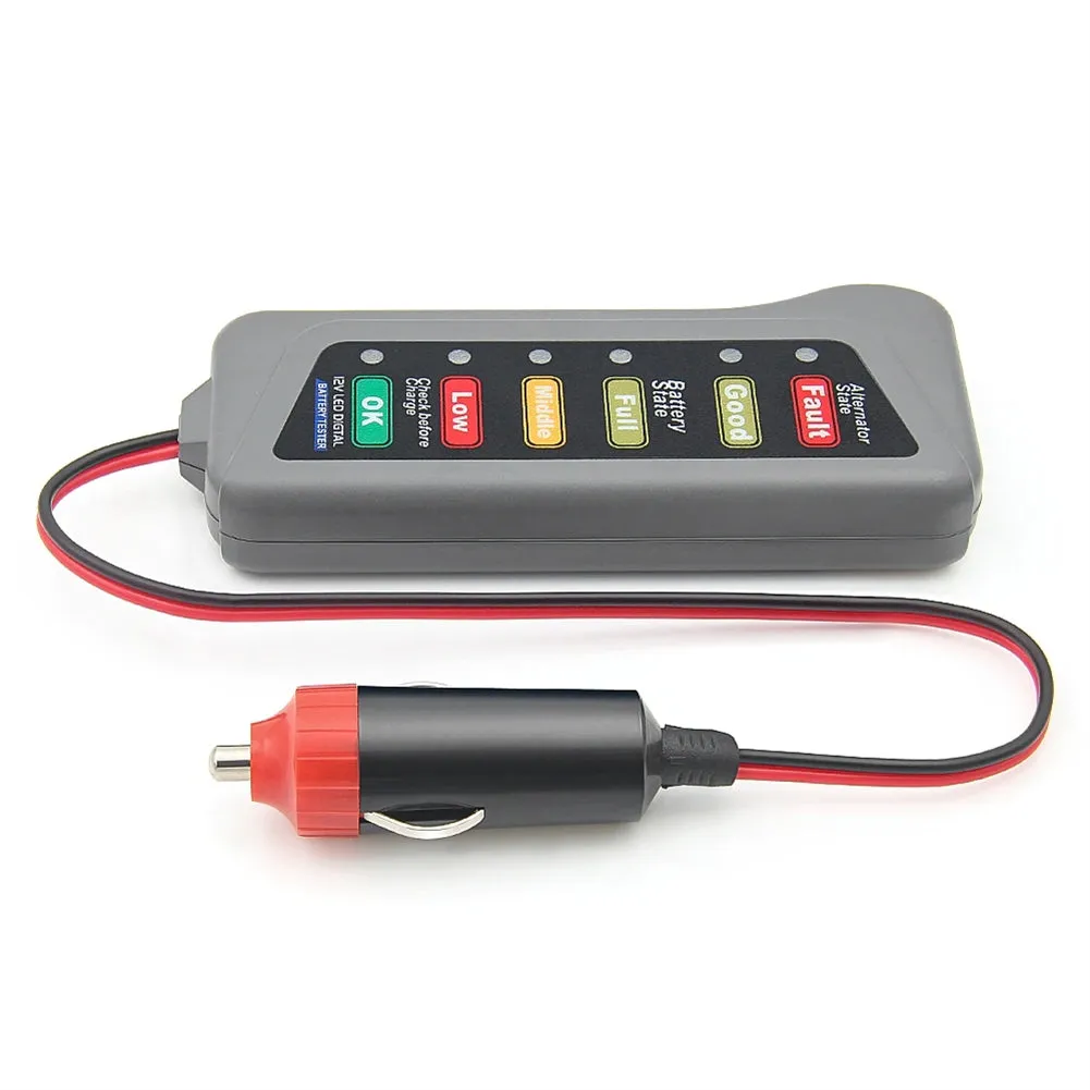 Car Cigarette Lighter Battery Tester 6 Led Lights Display