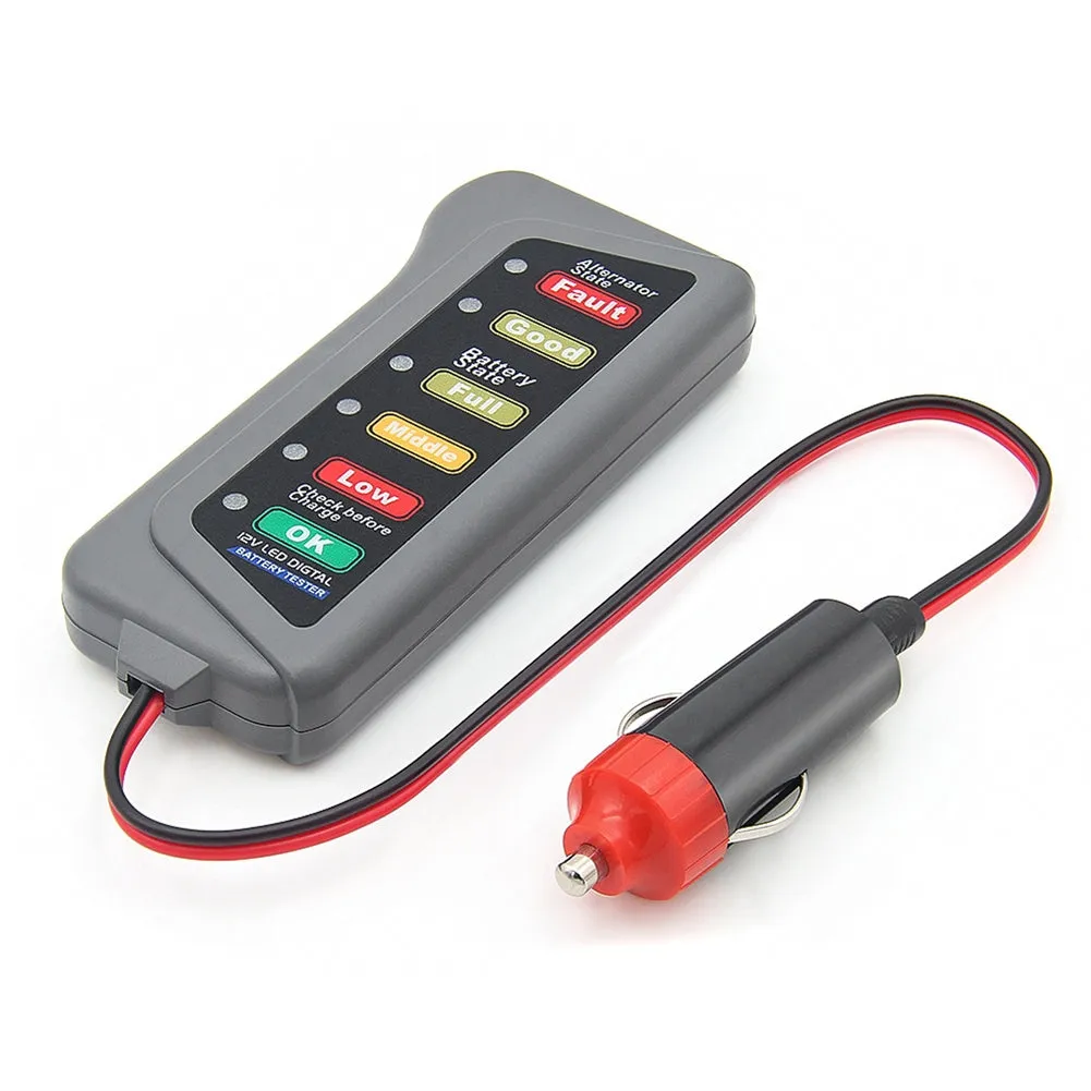 Car Cigarette Lighter Battery Tester 6 Led Lights Display